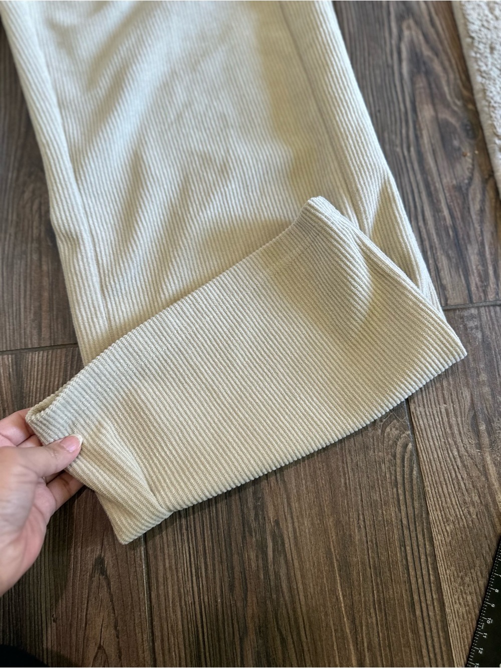 HALARA Wide-Leg Ribbed Corduroy Pants in Cream Beige - Picture 9 of 15